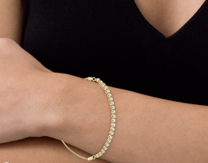 1 Carat Lab-Created Diamond Line Bolo Bracelet in 14K Yellow Gold | SimplyIn Diamonds - Image 3